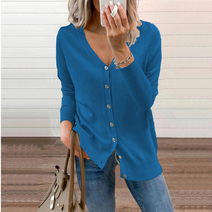Sabline | Women's V-Neck Button-Front Long Sleeve Knit Cardigan