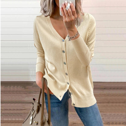 Sabline | Women's V-Neck Button-Front Long Sleeve Knit Cardigan