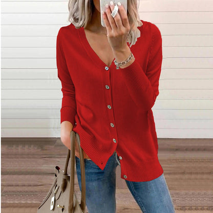 Sabline | Women's V-Neck Button-Front Long Sleeve Knit Cardigan