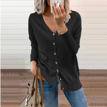 Sabline | Women's V-Neck Button-Front Long Sleeve Knit Cardigan
