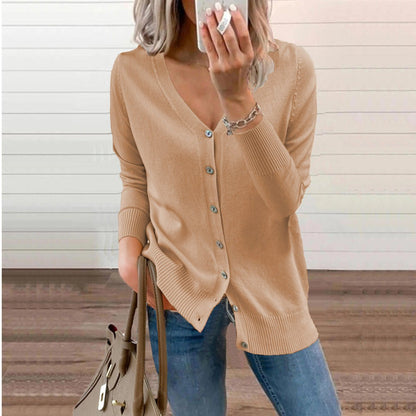 Sabline | Women's V-Neck Button-Front Long Sleeve Knit Cardigan