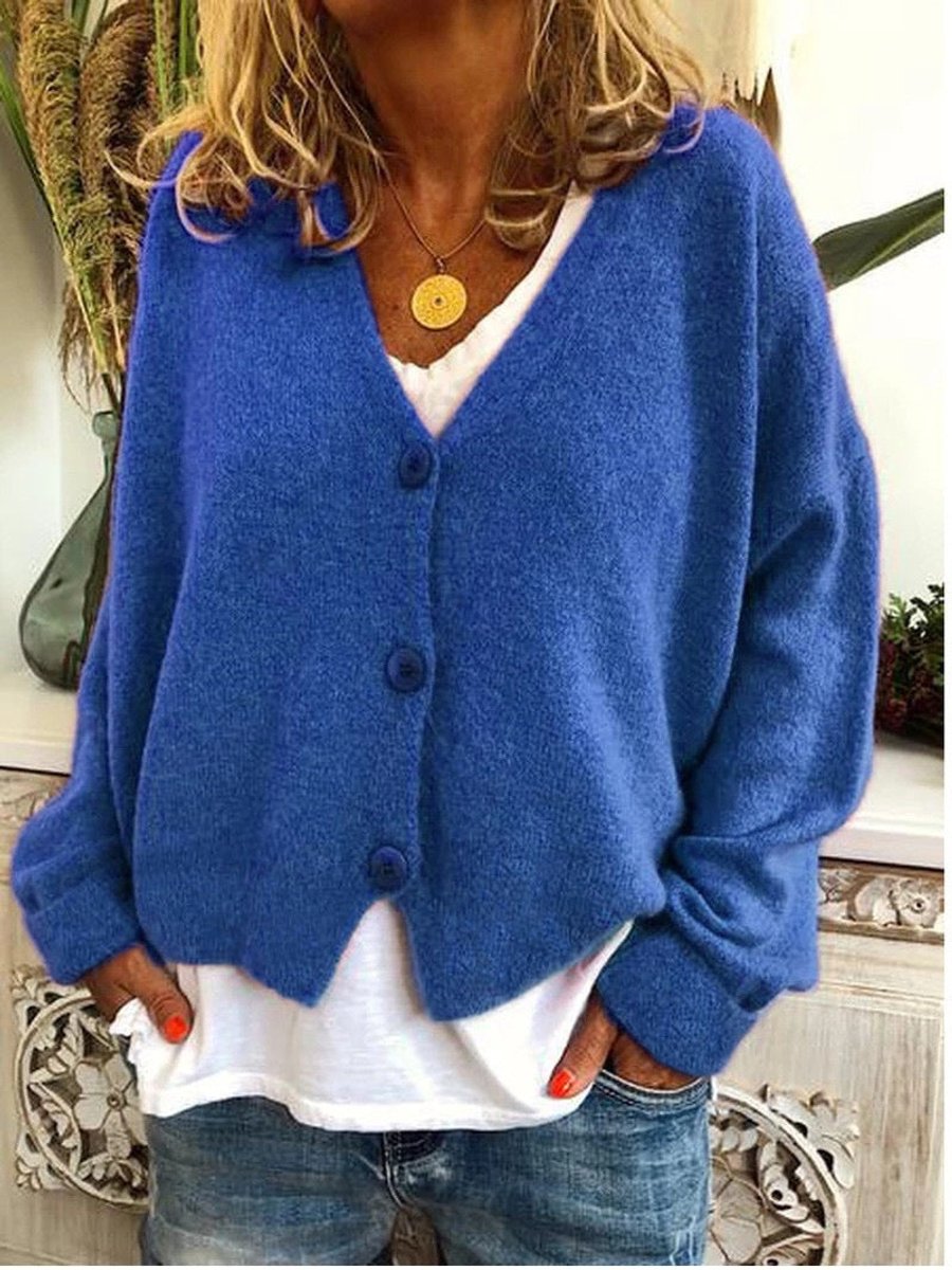 Linnette | Women's V-Neck Button-Front Relaxed-Fit Knit Cardigan
