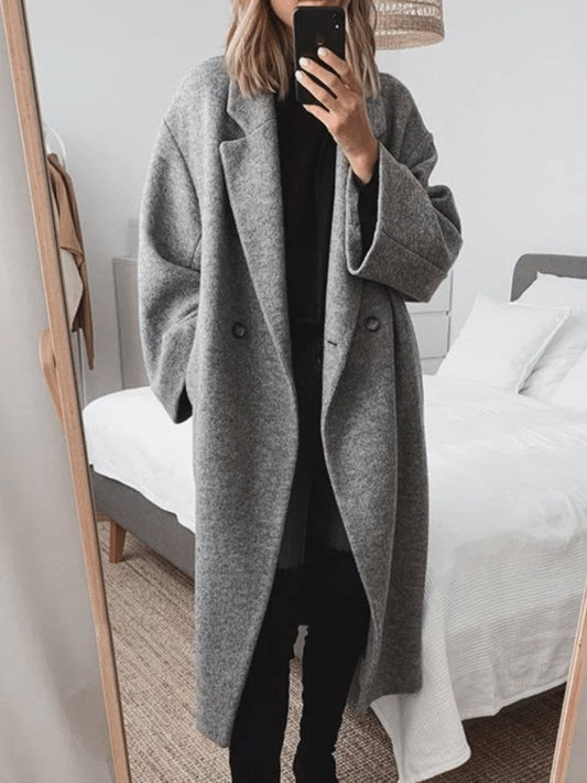 Isolveig | Women's Wool Blend Long Double Breasted Oversized Winter Coat