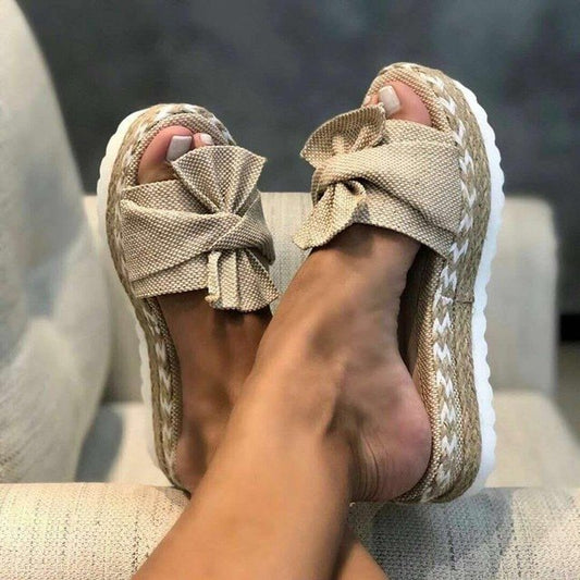 Aria | Bow Detail Woven Espadrille Platform Sandal