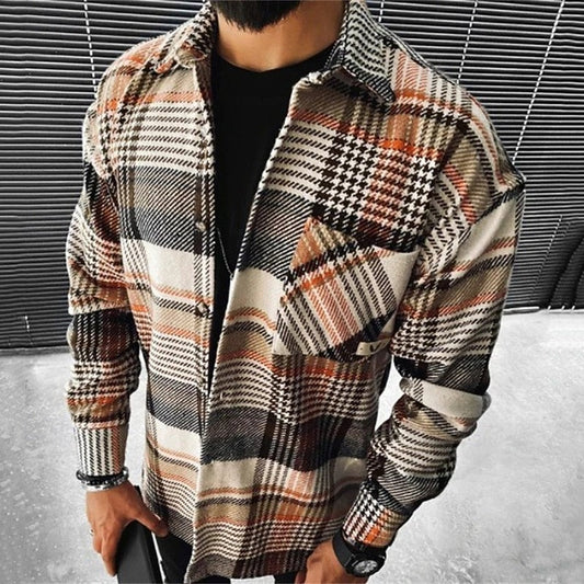 Roman | Men's Checked Plaid Relaxed Fit Overshirt