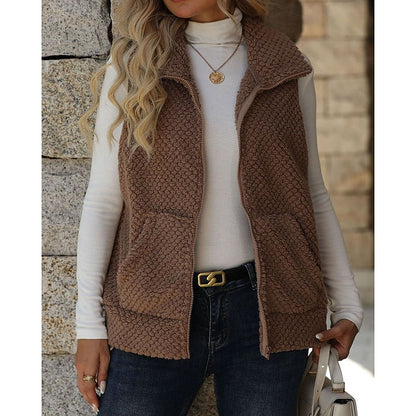 Maribel | Women's Textured Sherpa Zip Winter Vest
