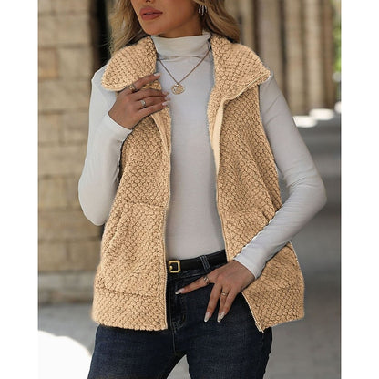 Maribel | Women's Textured Sherpa Zip Winter Vest